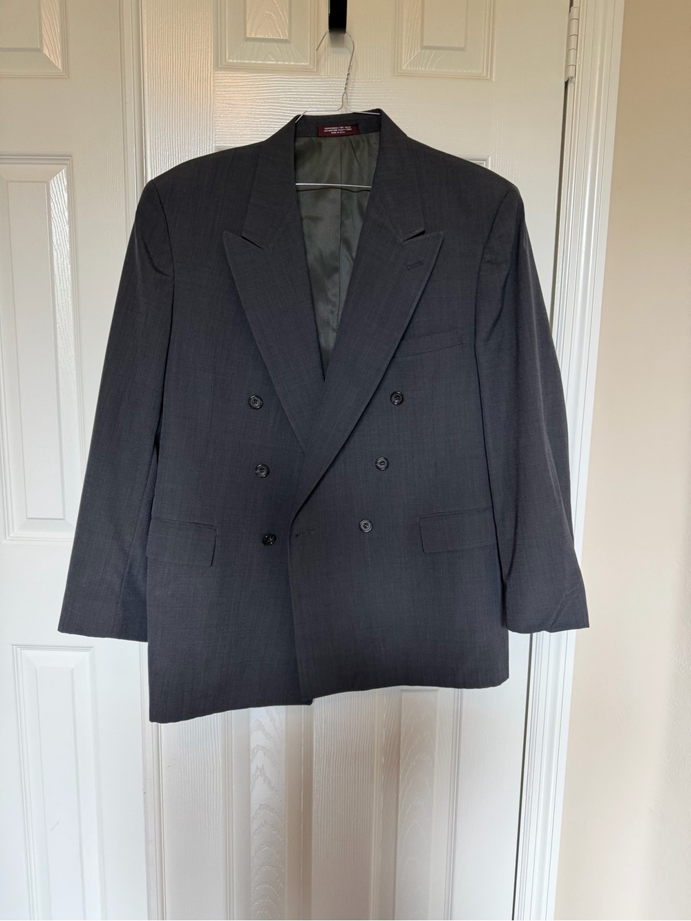 Evan Picone Double-Breasted Dark Charcoal Blazer